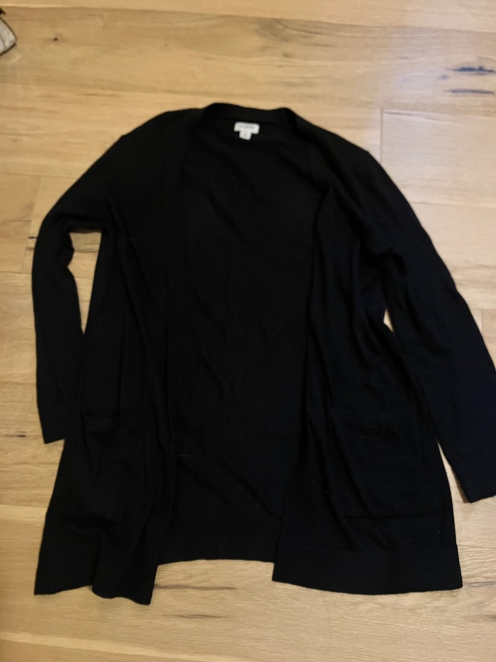 J. Crew Factory XS 100% Cotton Black Open-Front Long Cardigan Sweater